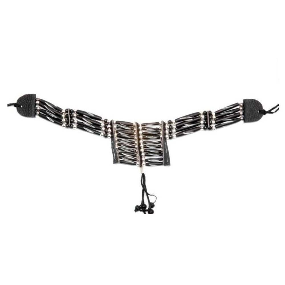 Black Carved Buffalo Bone Chest Plate Choker Western Indian Style Jewelry New